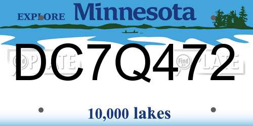 DC7Q472 Minnesota License Plate