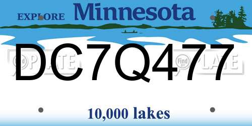 DC7Q477 Minnesota License Plate