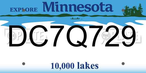 DC7Q729 Minnesota License Plate