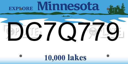 DC7Q779 Minnesota License Plate