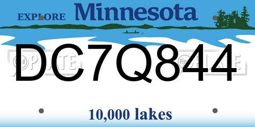 DC7Q844 Minnesota License Plate