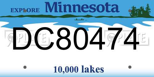 DC80474 Minnesota License Plate