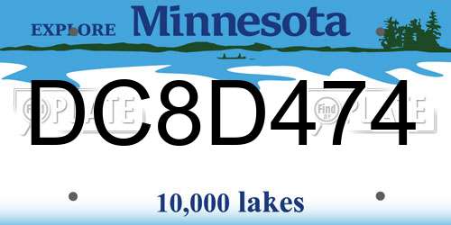 DC8D474 Minnesota License Plate