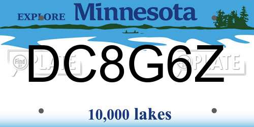 DC8G6Z Minnesota License Plate