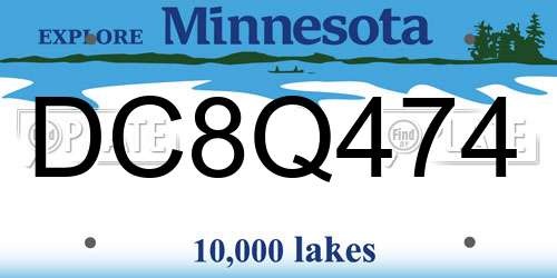 DC8Q474 Minnesota License Plate