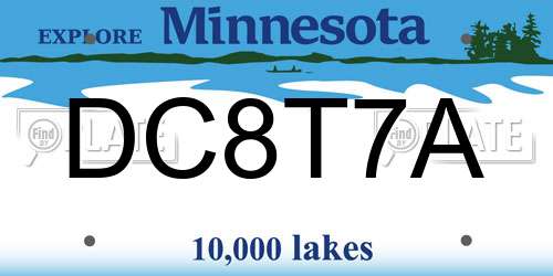 DC8T7A Minnesota License Plate