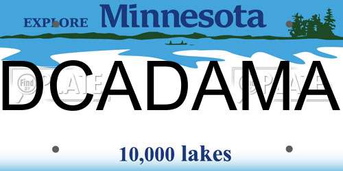 DCADAMA Minnesota License Plate
