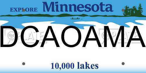 DCAOAMA Minnesota License Plate