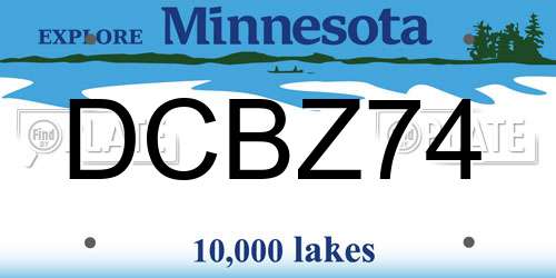 DCBZ74 Minnesota License Plate