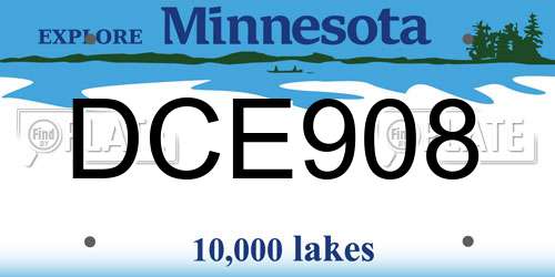 DCE908 Minnesota License Plate
