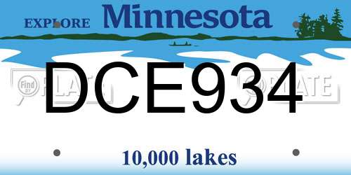 DCE934 Minnesota License Plate