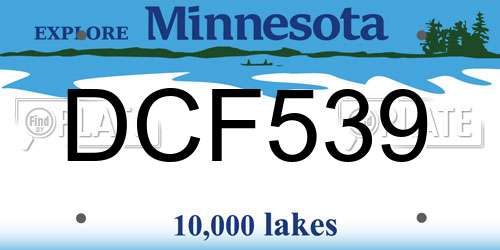 DCF539 Minnesota License Plate