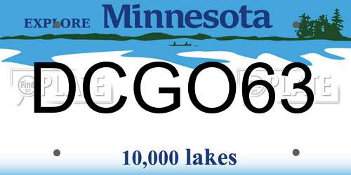 DCGO63 Minnesota License Plate
