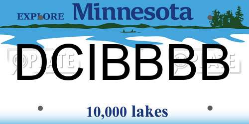 DCIBBBB Minnesota License Plate