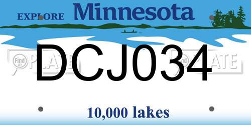 DCJ034 Minnesota License Plate