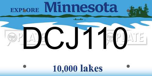 DCJ110 Minnesota License Plate