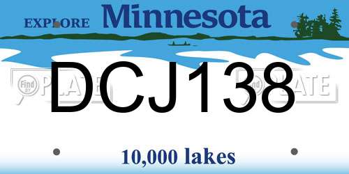 DCJ138 Minnesota License Plate