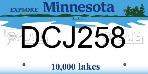 DCJ258 Minnesota License Plate
