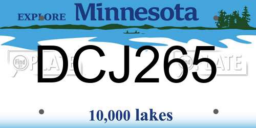 DCJ265 Minnesota License Plate