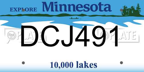 DCJ491 Minnesota License Plate