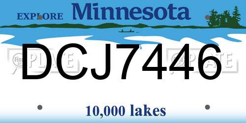 DCJ7446 Minnesota License Plate