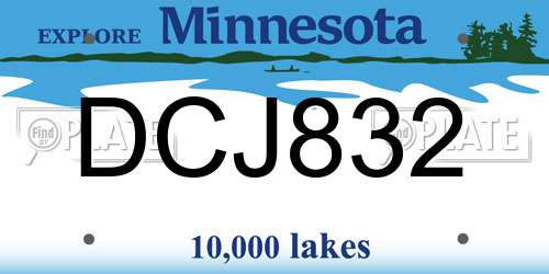 DCJ832 Minnesota License Plate