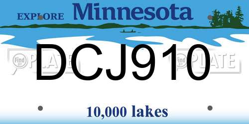 DCJ910 Minnesota License Plate