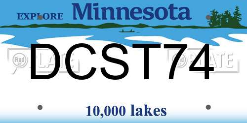 DCST74 Minnesota License Plate