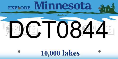 DCT0844 Minnesota License Plate