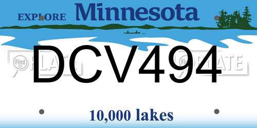 DCV494 Minnesota License Plate