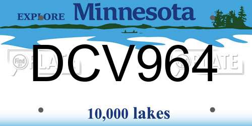 DCV964 Minnesota License Plate
