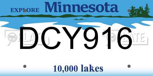 DCY916 Minnesota License Plate