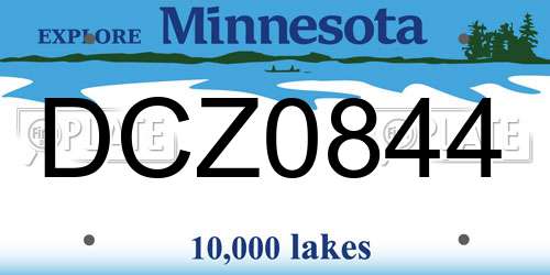DCZ0844 Minnesota License Plate