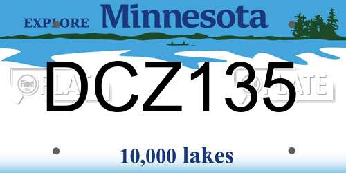 DCZ135 Minnesota License Plate