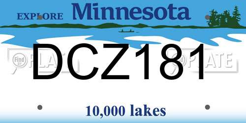DCZ181 Minnesota License Plate