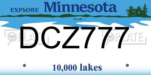 DCZ777 Minnesota License Plate