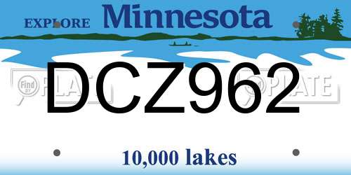DCZ962 Minnesota License Plate