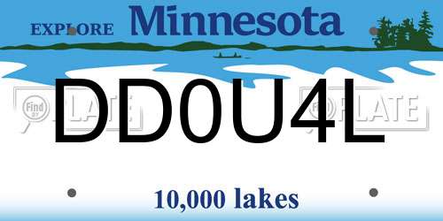DD0U4L Minnesota License Plate
