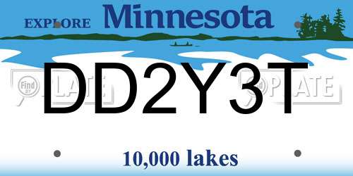 DD2Y3T Minnesota License Plate