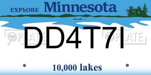 DD4T7I Minnesota License Plate