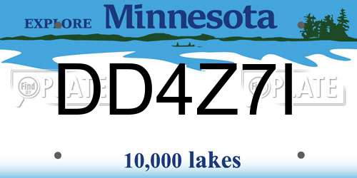 DD4Z7I Minnesota License Plate