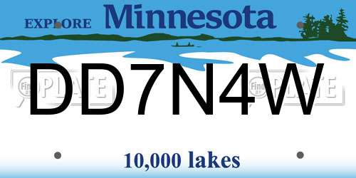 DD7N4W Minnesota License Plate