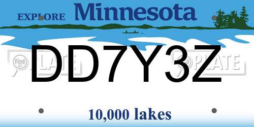 DD7Y3Z Minnesota License Plate