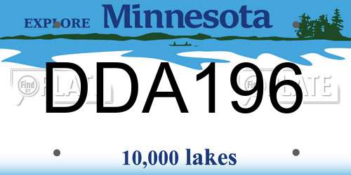 DDA196 Minnesota License Plate