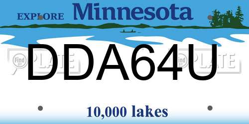DDA64U Minnesota License Plate