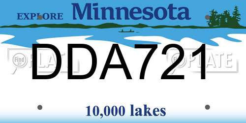 DDA721 Minnesota License Plate