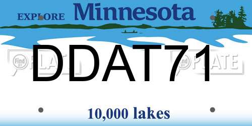 DDAT71 Minnesota License Plate
