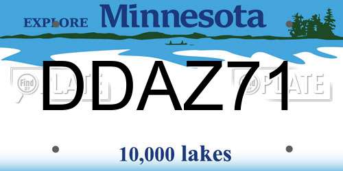 DDAZ71 Minnesota License Plate