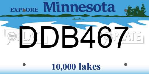 DDB467 Minnesota License Plate