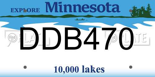 DDB470 Minnesota License Plate